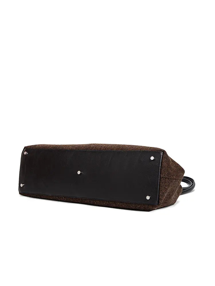 Woolen Shearling Top Handle Shoulder Crossbody Bag