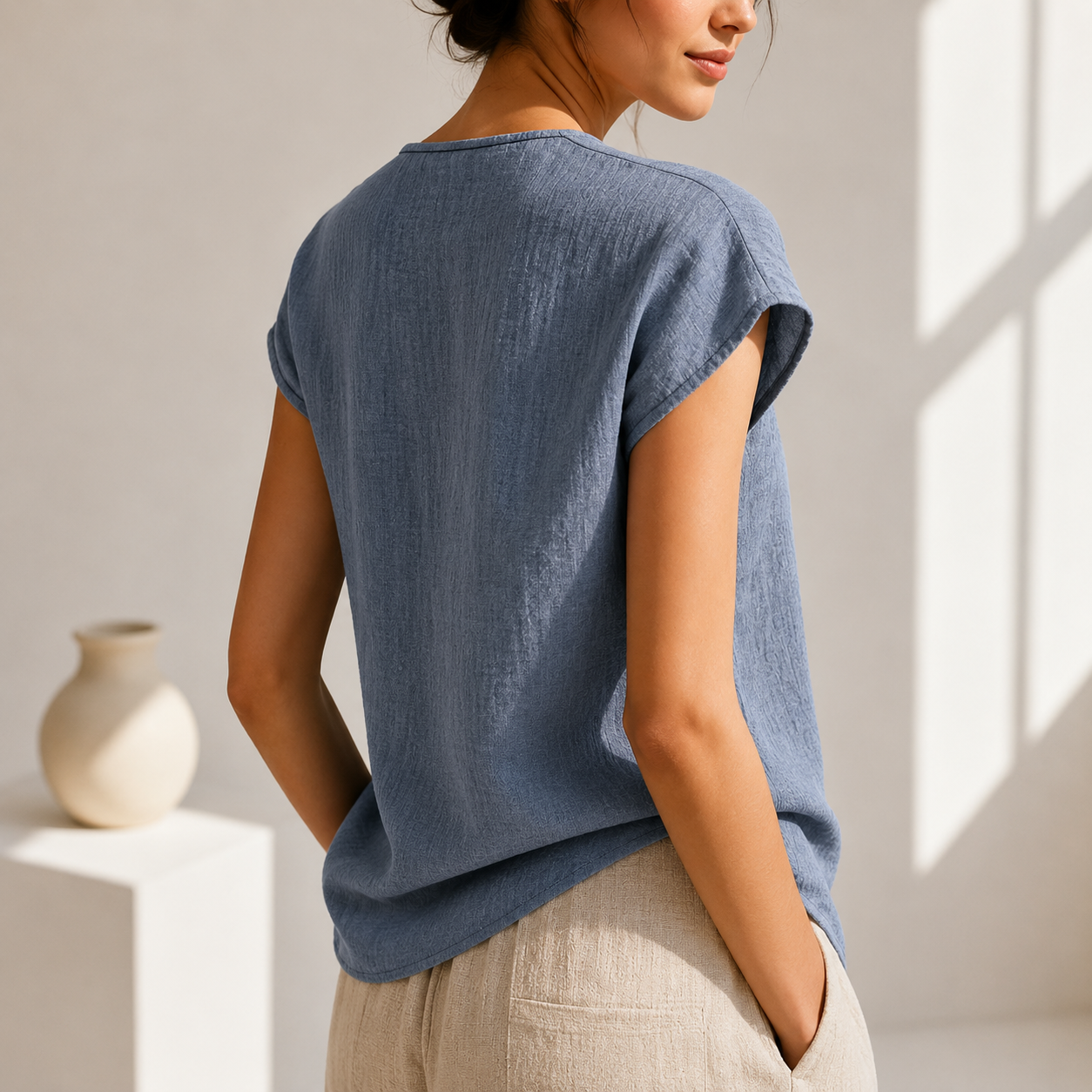 Bellamont | Lace Collar Linen Blouse