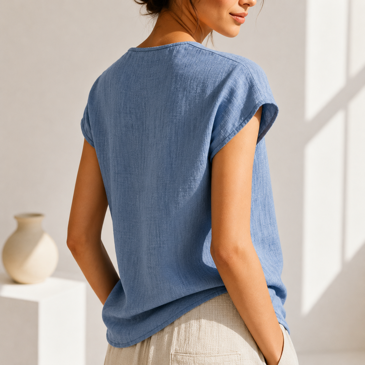 Bellamont | Lace Collar Linen Blouse