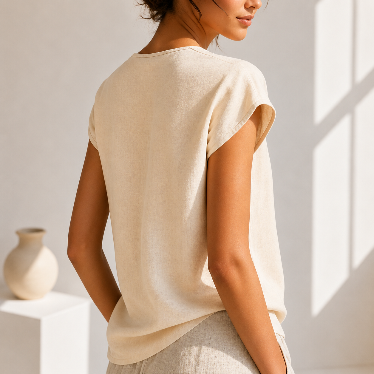 Bellamont | Lace Collar Linen Blouse