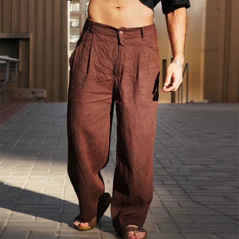 Mike | Linen Wide Leg Trousers