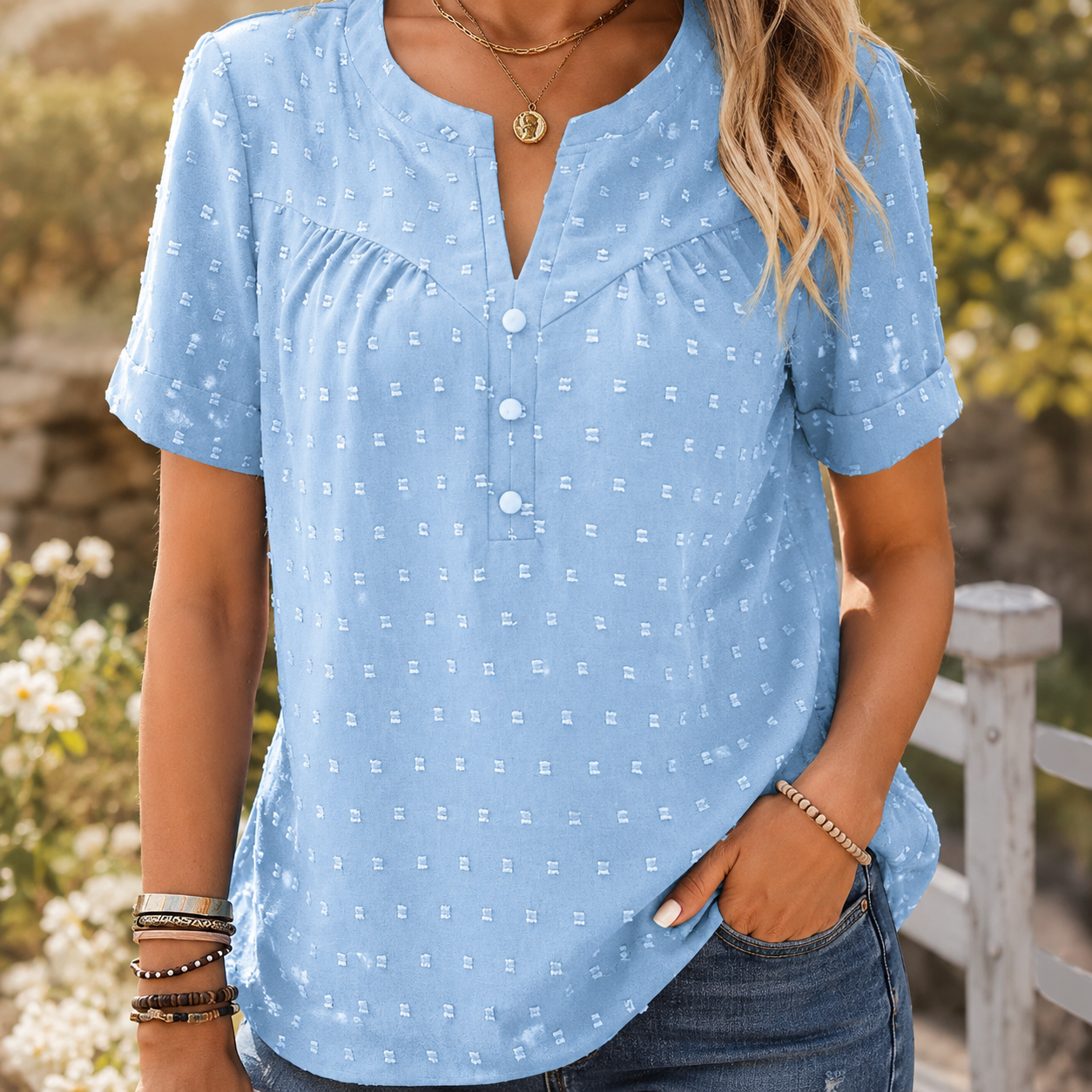 Bellamont | V-neck blouse with short sleeves