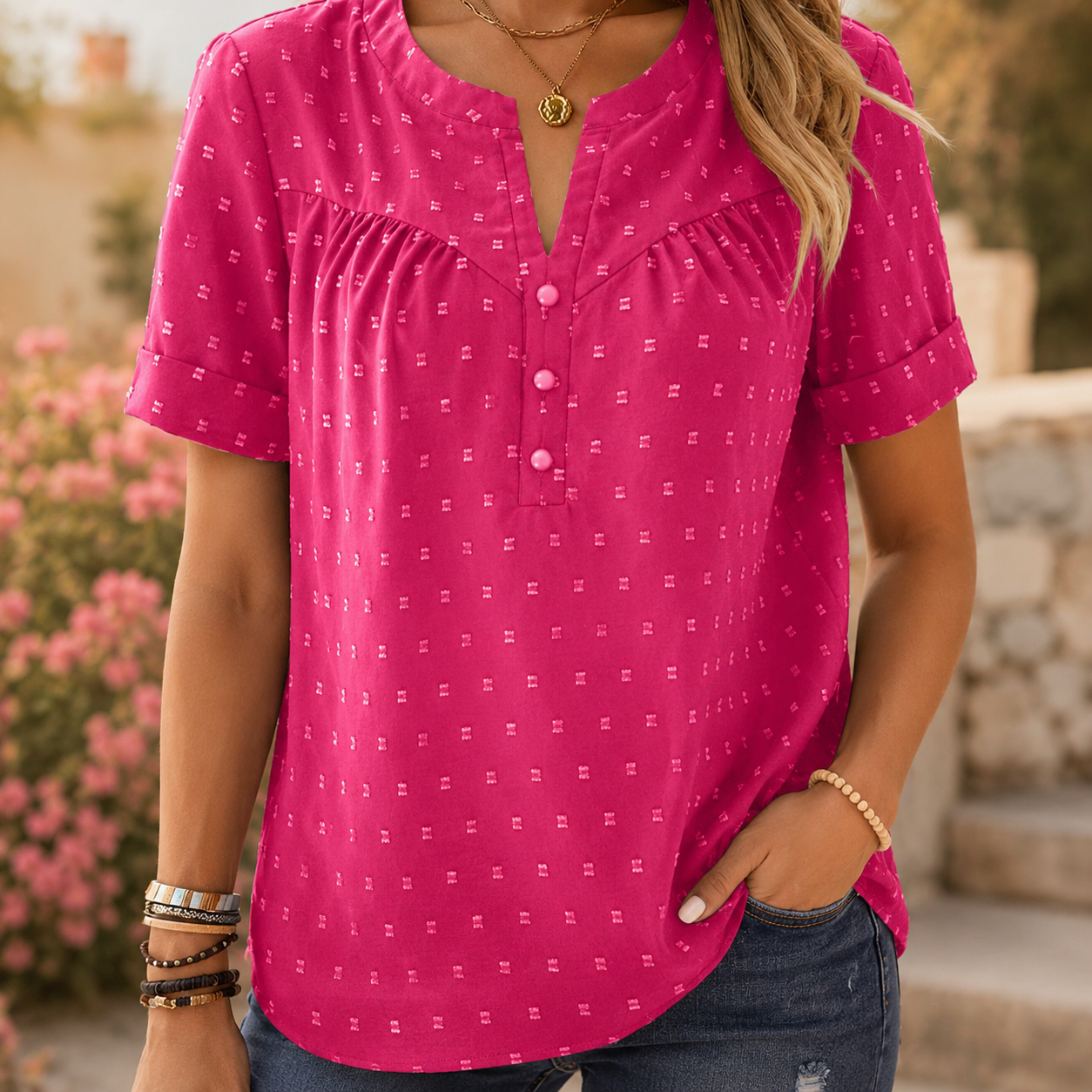 Bellamont | V-neck blouse with short sleeves