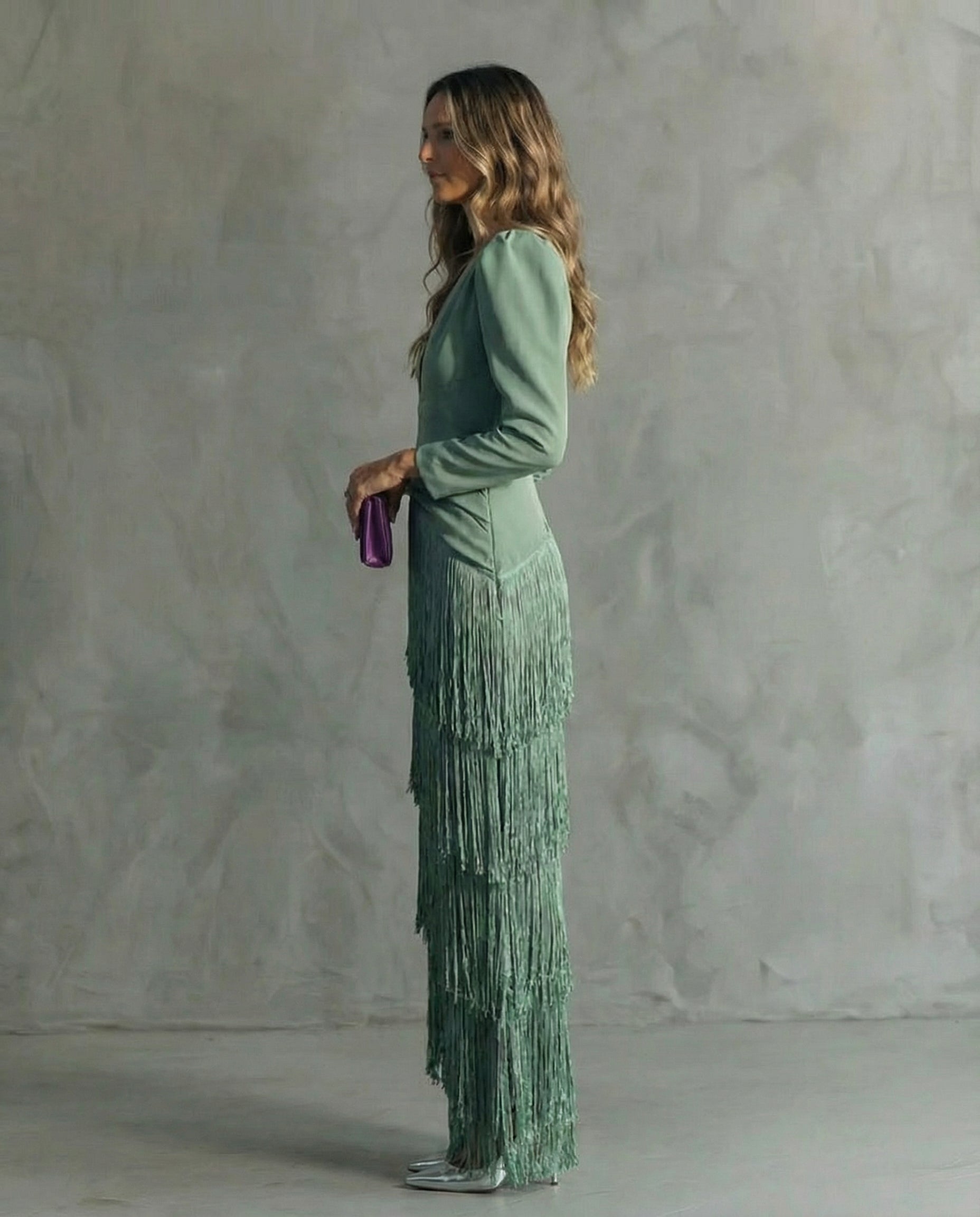 Chiara - Elegant Dress with Fringe Sleeves